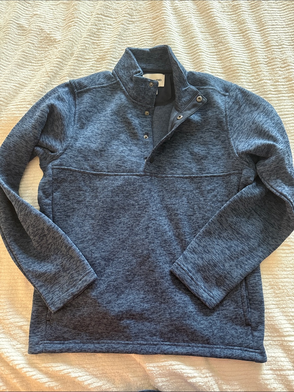 Men's Lands End Sweater Fleece Snap Neck Pullover Jacket